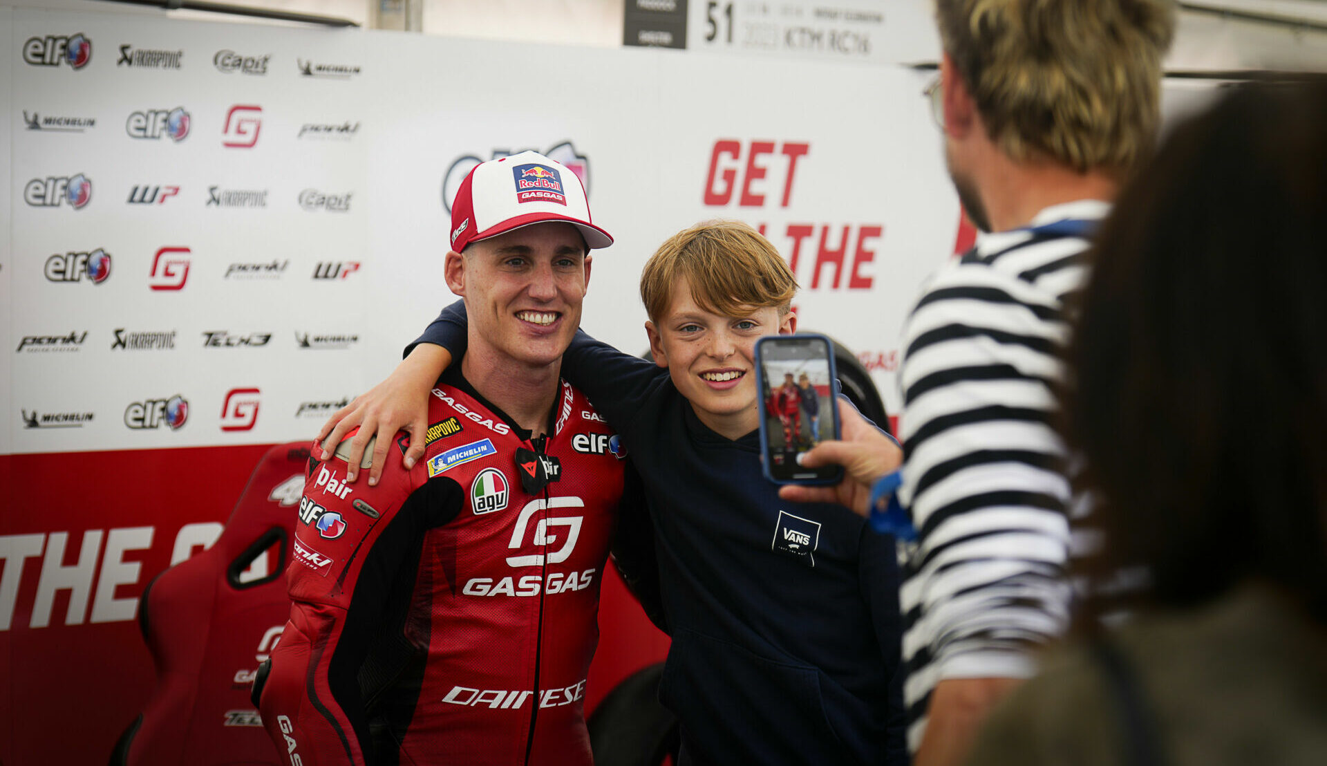 Pol Espargaro, as seen with a young fan at the Goodwood Festival of Speed. Photo courtesy Dorna.
