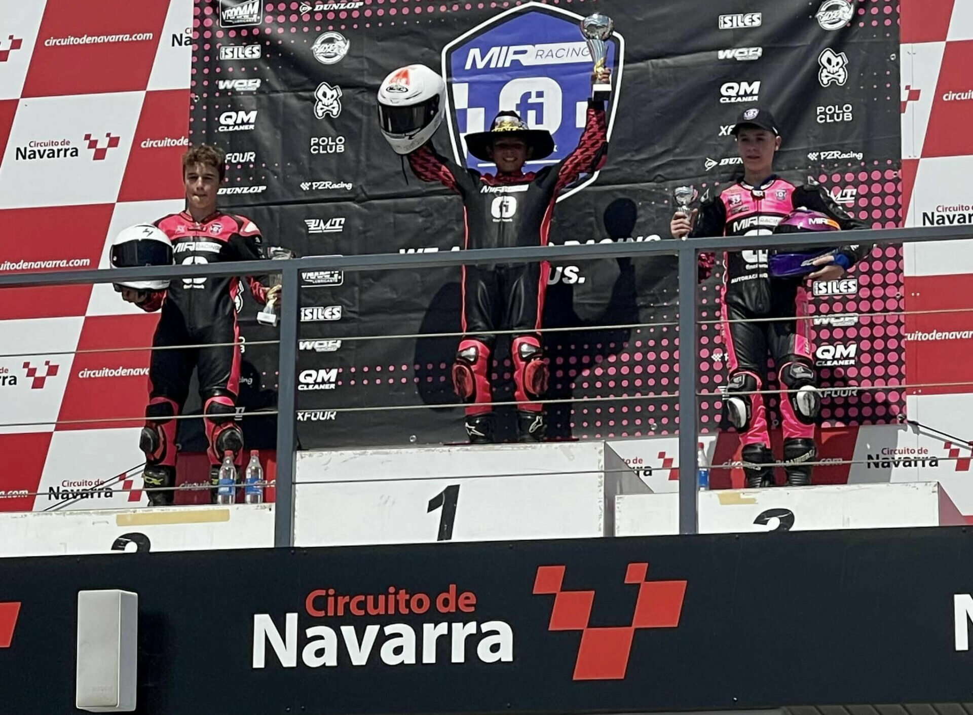 Texan Mikey Lou Sanchez (center) on top of the podium at Circuito de Navarra, in Spain. Photo courtesy Sanchez Racing.