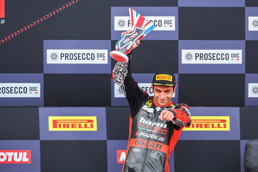 Danilo Petrucci got his career-first World Superbike podium. Photo courtesy Dorna.