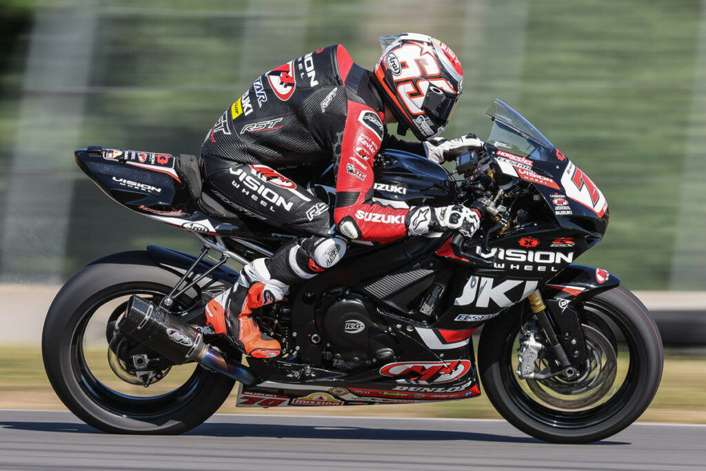 Tyler Scott (70) captures his first victory in 2023 at Brainerd. Photo courtesy Suzuki Motor USA, LLC.