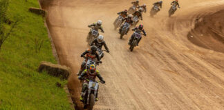 Jared Mees (1) leads the field at the West Virginia Half-Mile. Photo courtesy AFT.