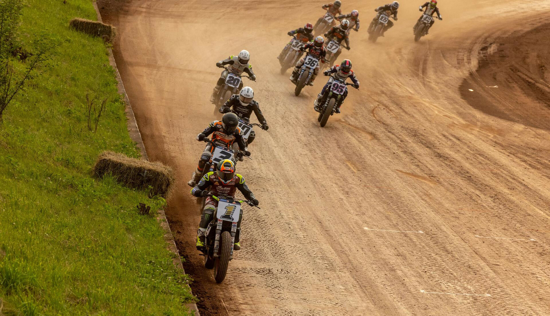 Jared Mees (1) leads the field at the West Virginia Half-Mile. Photo courtesy AFT.