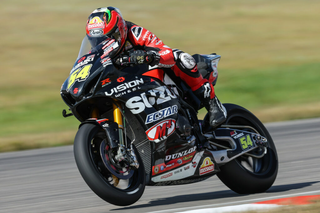 Richie Escalante (54) had a tough ending to his weekend but is ready for the race in Pennsylvania. Photo courtesy Suzuki Motor USA, LLC.