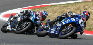 Jake Gagne (1) comes to WeatherTech Raceway Laguna Seca with a 23-point lead over Cameron Beaubier (6) with 75 points up for grabs in the tripleheader weekend in Monterey. Photo by Brian J. Nelson.
