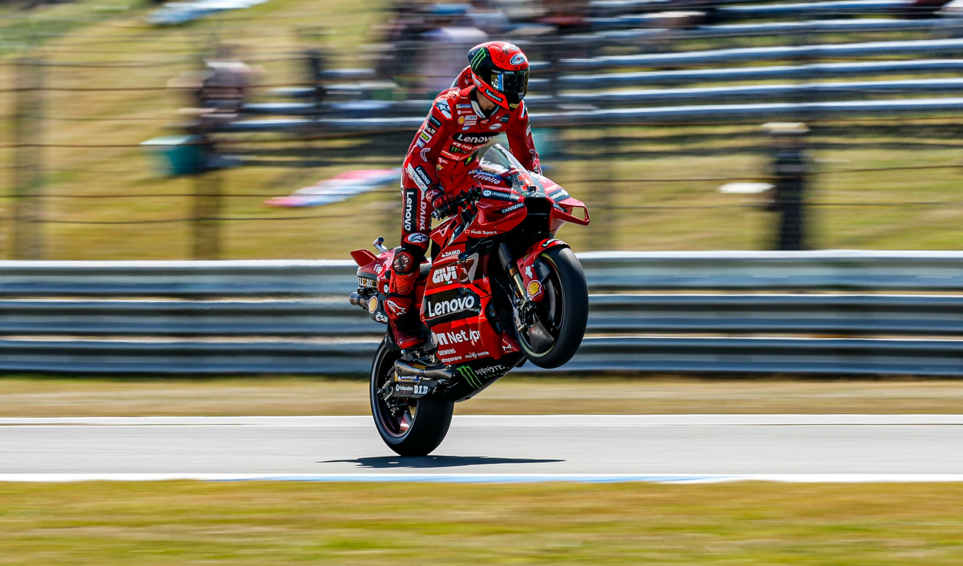 Defending MotoGP World Champion Francesco Bagnaia (1) will ride in front of the fans at the Goodwood Festival of Speed. Photo courtesy Ducati.