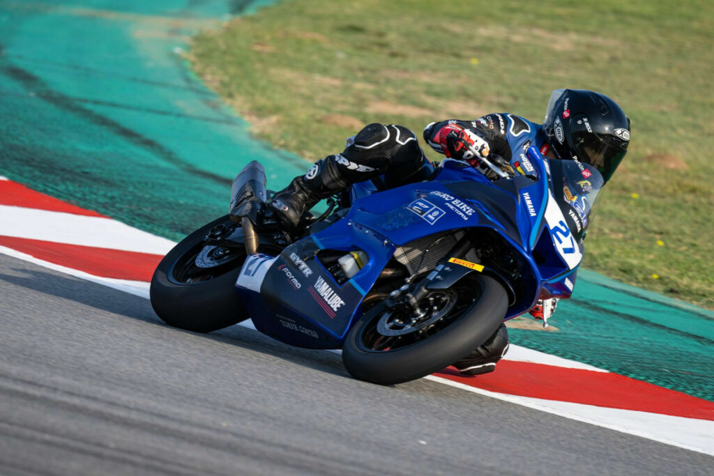 Filippo Rovelli (27) on his  R7 Cup racebike in Europe. Photo courtesy Team Iso.