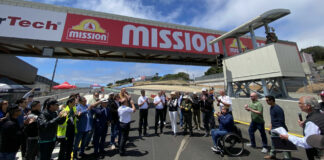 The opening ceremony of the new Mission Foods Bridge at WeatherTech Raceway Laguna Seca. Photo by Paul Carruthers, courtesy MotoAmerica.