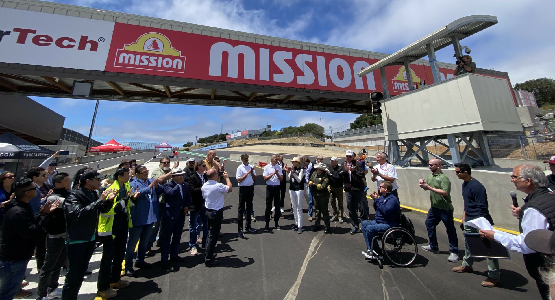 The opening ceremony of the new Mission Foods Bridge at WeatherTech Raceway Laguna Seca. Photo by Paul Carruthers, courtesy MotoAmerica.