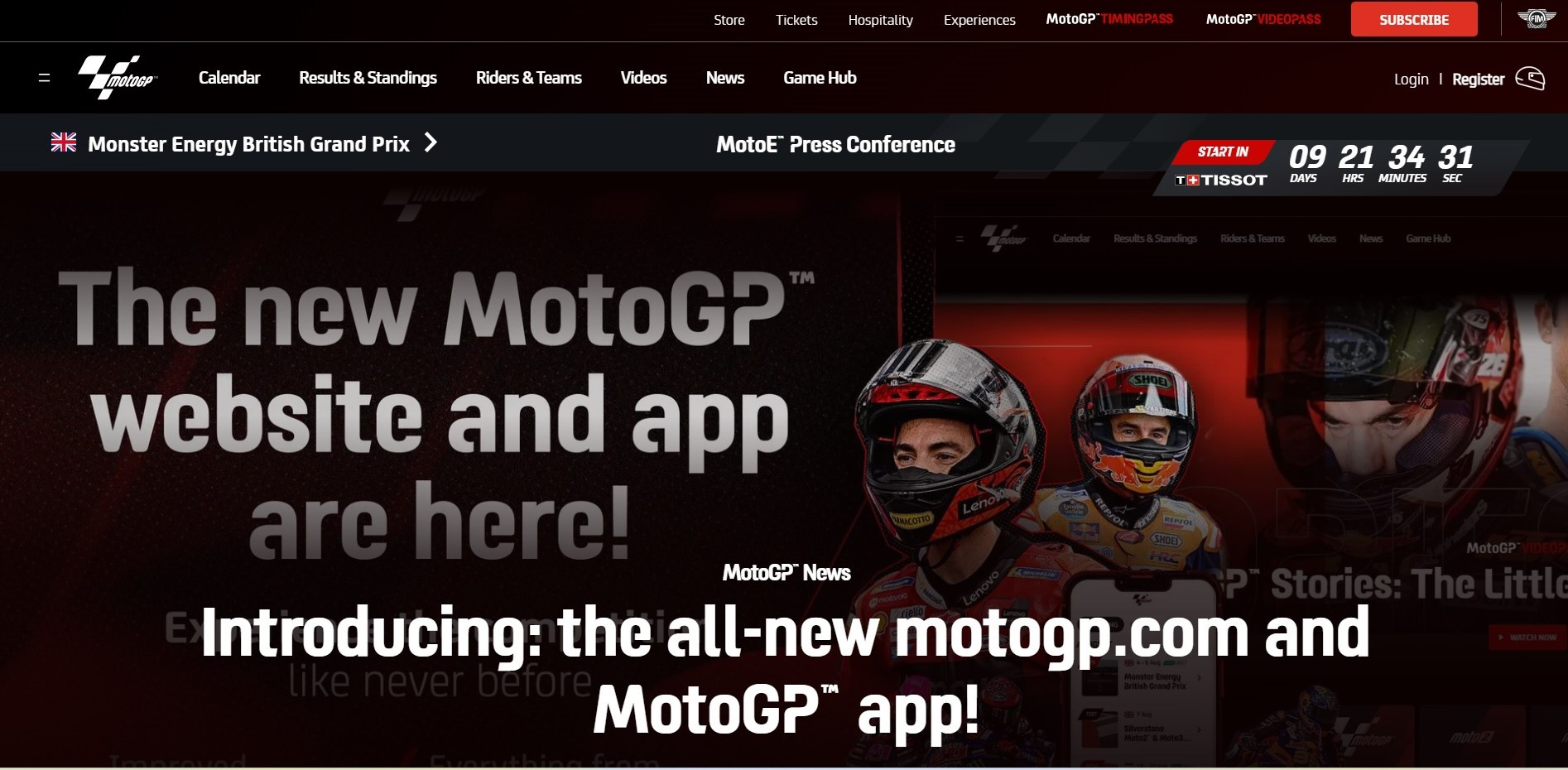 MotoGP has launched a new website and app. Screenshot courtesy Dorna.