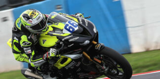 Niki Tuuli (66) on his Triumph Street Triple RS 765 World Supersport racebike. Photo courtesy PTR Triumph.