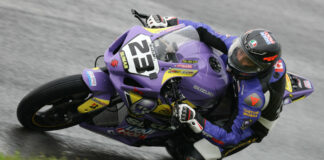 Alex Dumas (23) will start this weekend's Superbike races from pole position with the starting grid formed using Friday morning's practice times at Atlantic Motorsport Park. Photo by Rob O'Brien, courtesy CSBK.