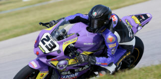 Alex Dumas (23) leads the Bridgestone Canadian Superbike Championship into round three of the season, sitting at the top of the standings with a 36 point lead over defending champ Ben Young. Photo by Rob O'Brien, courtesy CSBK.