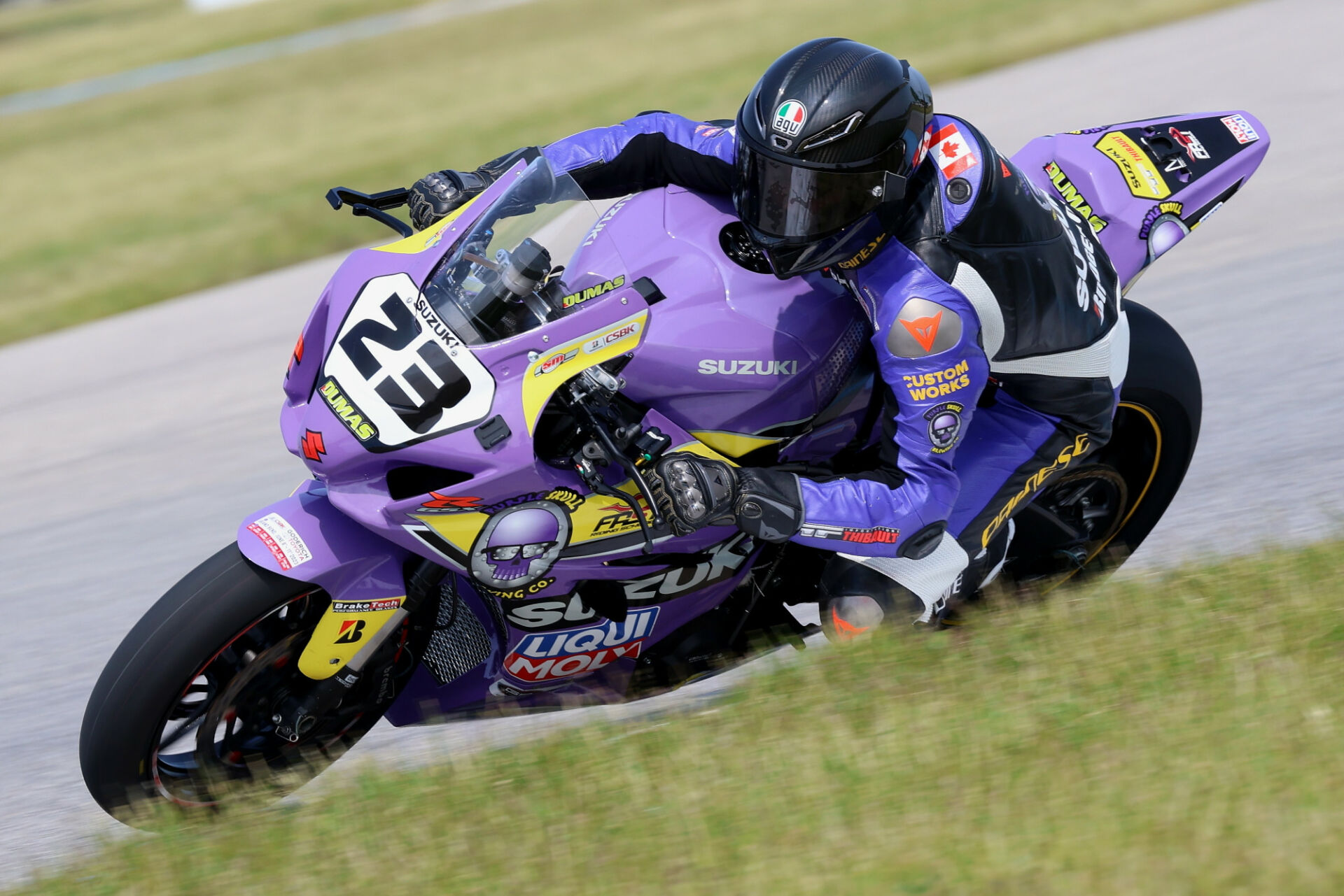 Alex Dumas (23) leads the Bridgestone Canadian Superbike Championship into round three of the season, sitting at the top of the standings with a 36 point lead over defending champ Ben Young. Photo by Rob O'Brien, courtesy CSBK.