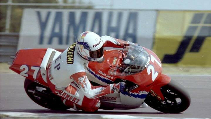 Welcome to 1993 500 GP racing: Renzo Colleoni on pace in one of the 14 GP races he contested on the ROC Yamaha YZR500, soon to be campaigned in America. Photo courtesy Ralph Staropoli Collection.
