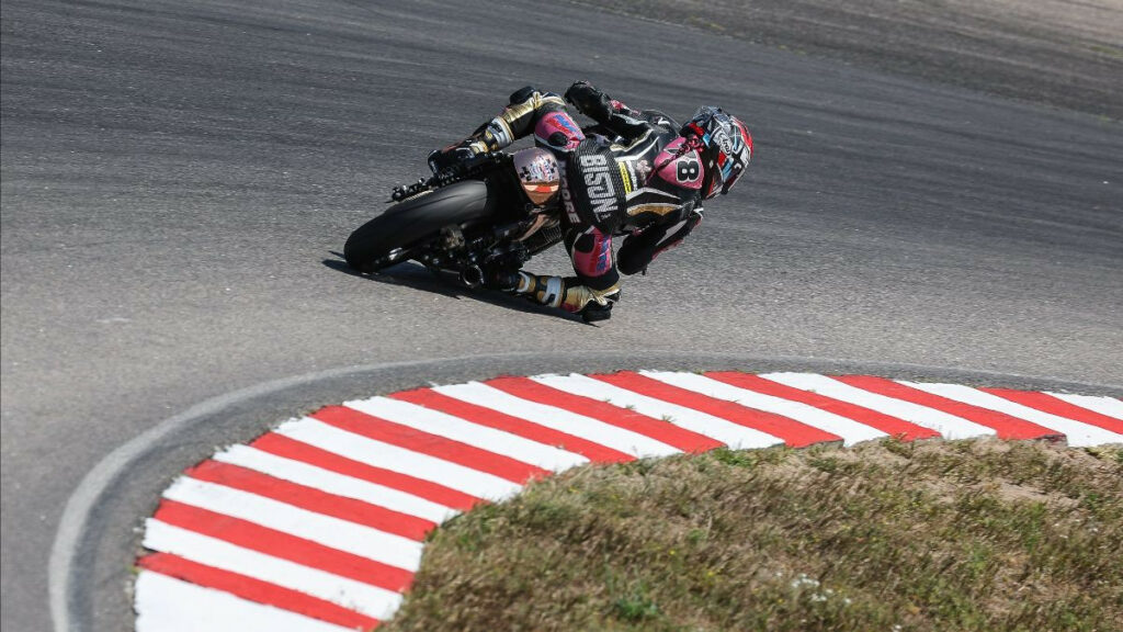 Mikayla Moore again dominated the Royal Enfield Build. Train. Race. class at BIR. Photo by Brian J. Nelson, courtesy MotoAmerica.