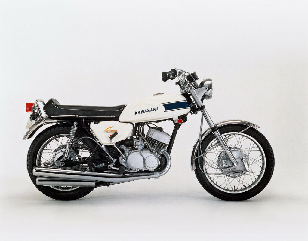 A 1968 Kawasaki H1 500 Mach III. Photo courtesy Kawasaki Motors Corp., U.S.A.