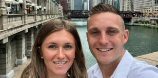 Marissa Lehner and Kaleb De Keyrel on their wedding day in downtown Chicago. Photo courtesy Kaleb De Keyrel.