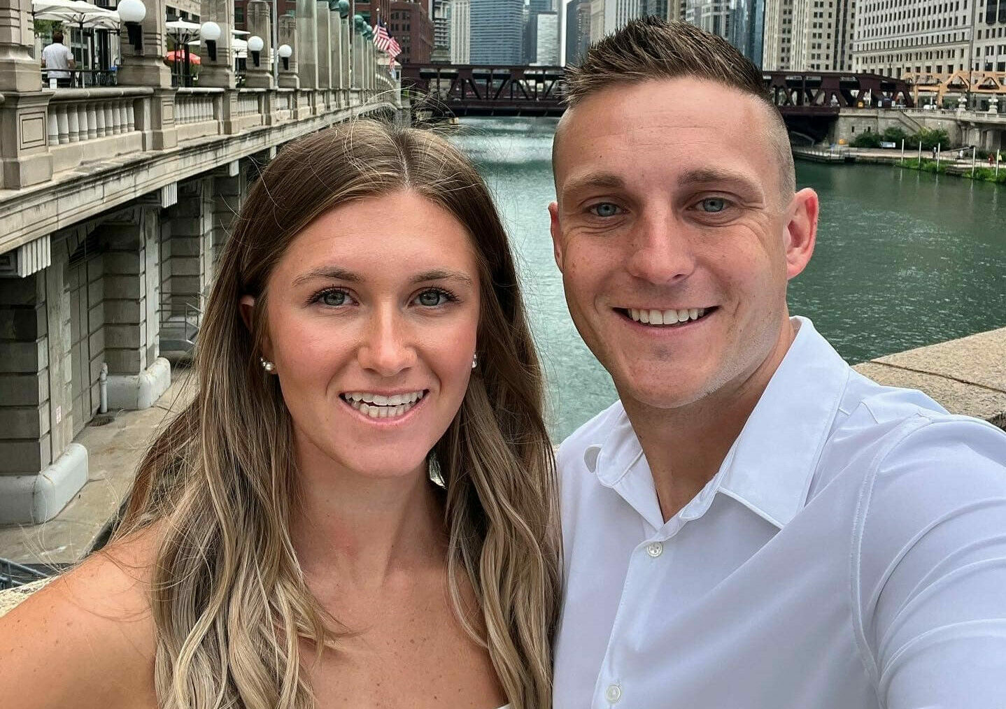 Marissa Lehner and Kaleb De Keyrel on their wedding day in downtown Chicago. Photo courtesy Kaleb De Keyrel.