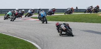 Mikayla Moore (78) ended her perfect season with another victory in the Royal Enfield Build. Train. Race. at PittRace. Photo by Brian J. Nelson, courtesy MotoAmerica.