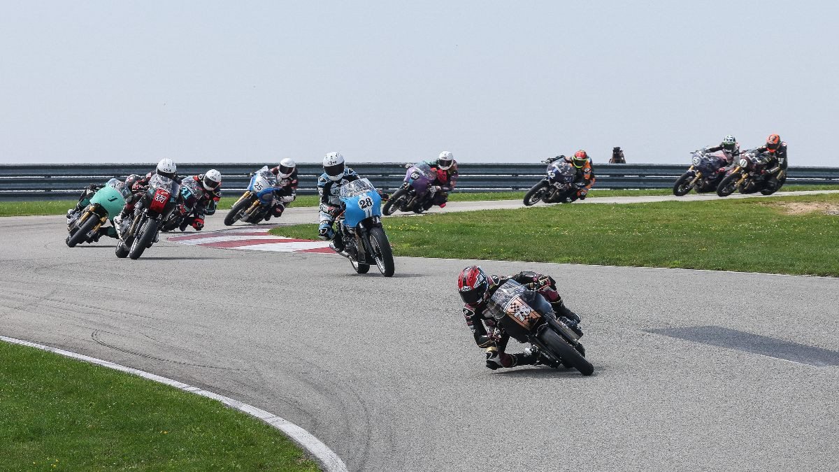 Mikayla Moore (78) ended her perfect season with another victory in the Royal Enfield Build. Train. Race. at PittRace. Photo by Brian J. Nelson, courtesy MotoAmerica.
