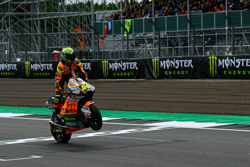 Fermin Aldeguer (54) won the Moto2 race at Silverstone. Photo courtesy Dorna.