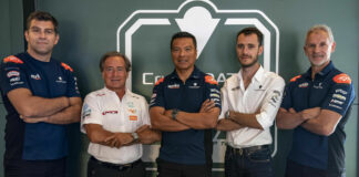 (From left) Ovidiu Toma, Co-founder and CEO of CryptoDATA Tech; Sito Pons; Razlan Razali, Founder & Team Principal of CryptoDATA RNF MotoGP Team; Bogdan Mărunțiș, Co-founder and Head of Global Strategy of CryptoDATA Tech; and Wilco Zeelenberg, Team Manager CryptoDATA RNF MotoGP Team. Photo courtesy CryptoDATA RNF MotoGP Team.