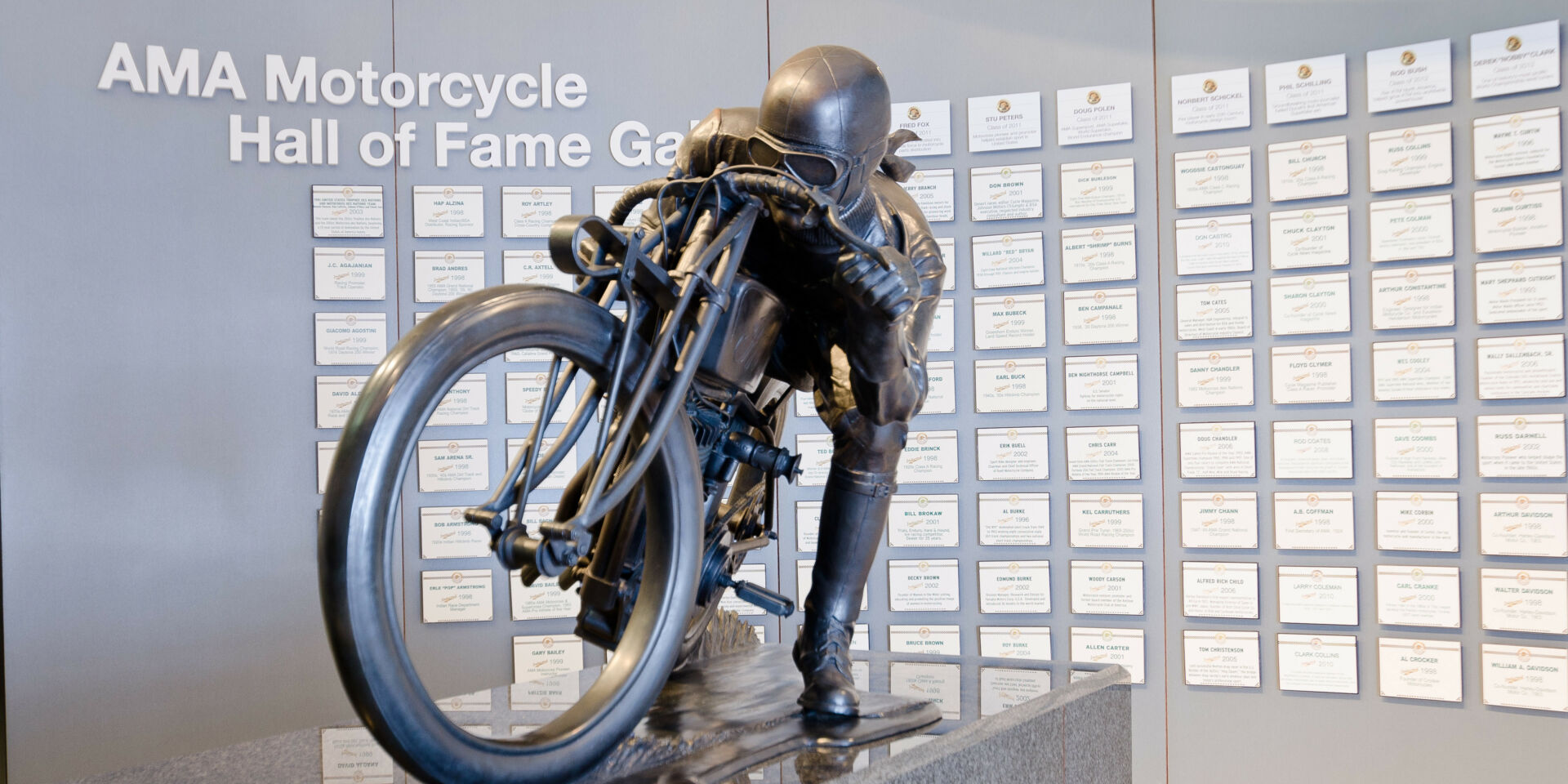 AMA Motorcycle Hall of Fame Glory Days Statue. Photo courtesy AMA.