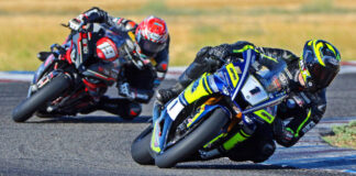 Bryce Prince (1) leads Wyatt Farris (19) in the CRA CTML Consultants Gold Cup race at Buttonwillow Raceway Park. Farris took the win by nearly six seconds. Photo by CaliPhotography, courtesy CRA.