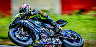 Mark Heckles (45) won the ASRA Superstock race at NCBIKE. Photo by Apex Pro Photo, courtesy ASRA.