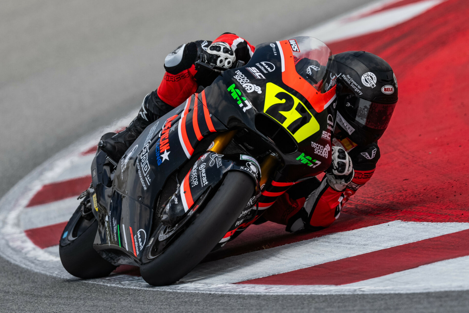 Racer Max Toth in action on a Kalex Moto2 racebike in a FIM JuniorGP race July 15-16 at Catalunya Spain. Photo by @lifebelucky, courtesy Max Toth