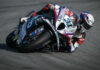 American Garrett Gerloff (31) at speed on his Bonovo Action BMW M 1000 RR Superbike at Circuit de Barcelona - Catalunya. Photo courtesy BMW Motorrad Motorsport.