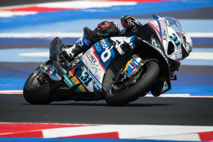 American Garrett Gerloff (31) at speed on his Bonovo Action BMW M 1000 RR Superbike at Misano World Circuit - Marco Simoncelli. Photo courtesy BMW Motorrad Motorsport.