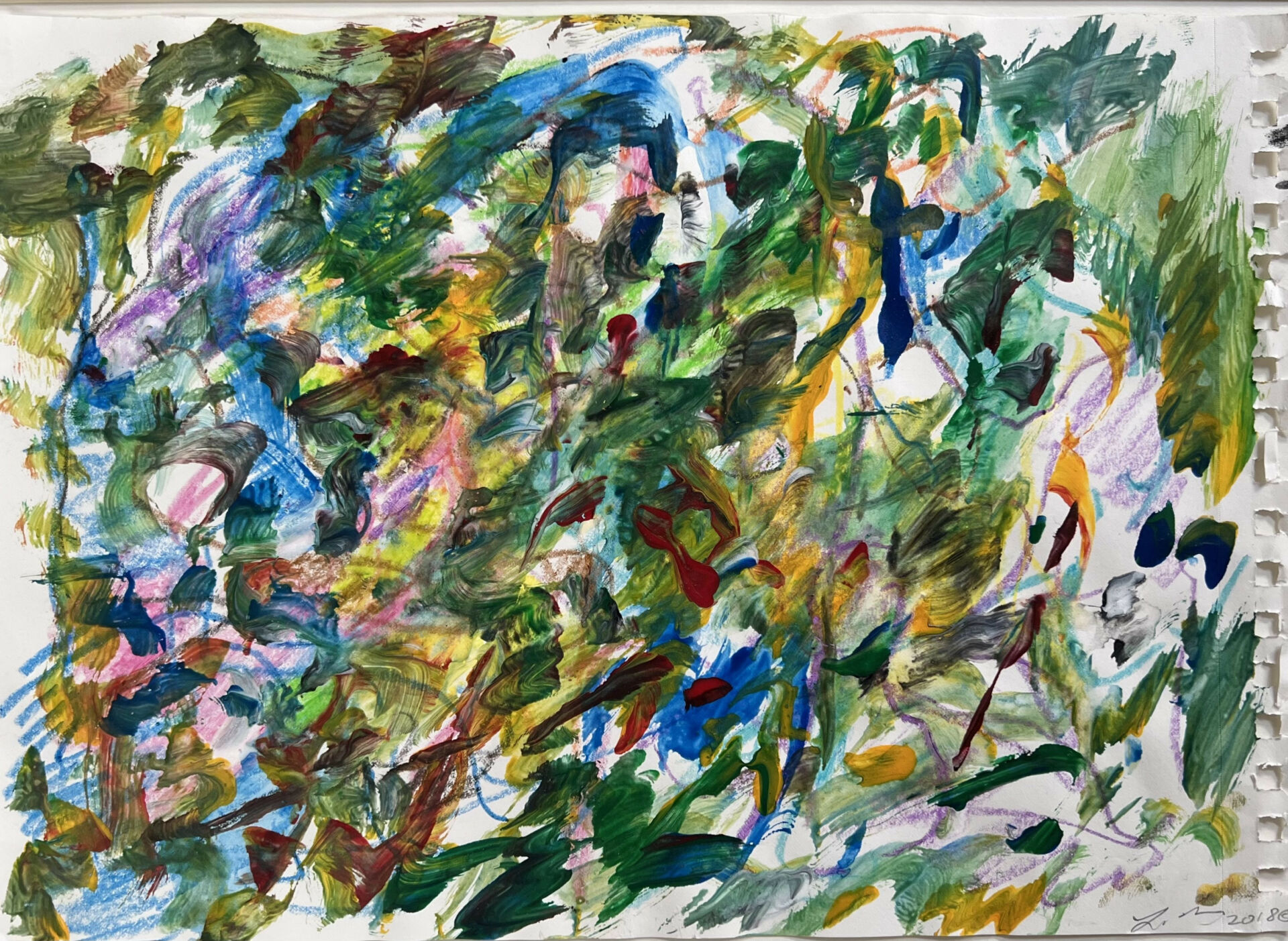 This Larry Poons original acrylic and watercolor on paper piece of art will be framed and then auctioned during the Barber Vintage Festival to benefit AHRMA. Image courtesy AHRMA.