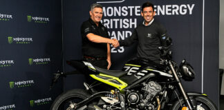 Steve Sargent, Chief Product Officer of Triumph Motorcycles (left) and Carlos Ezpeleta, Chief Sporting Officer at Dorna Sports. Photo courtesy Dorna.