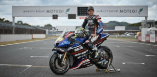 Yamaha test rider Cal Crutchlow and his YAMALUBE RS4GP Racing Team YZR-M1 at Motegi. Photo courtesy Yamaha.