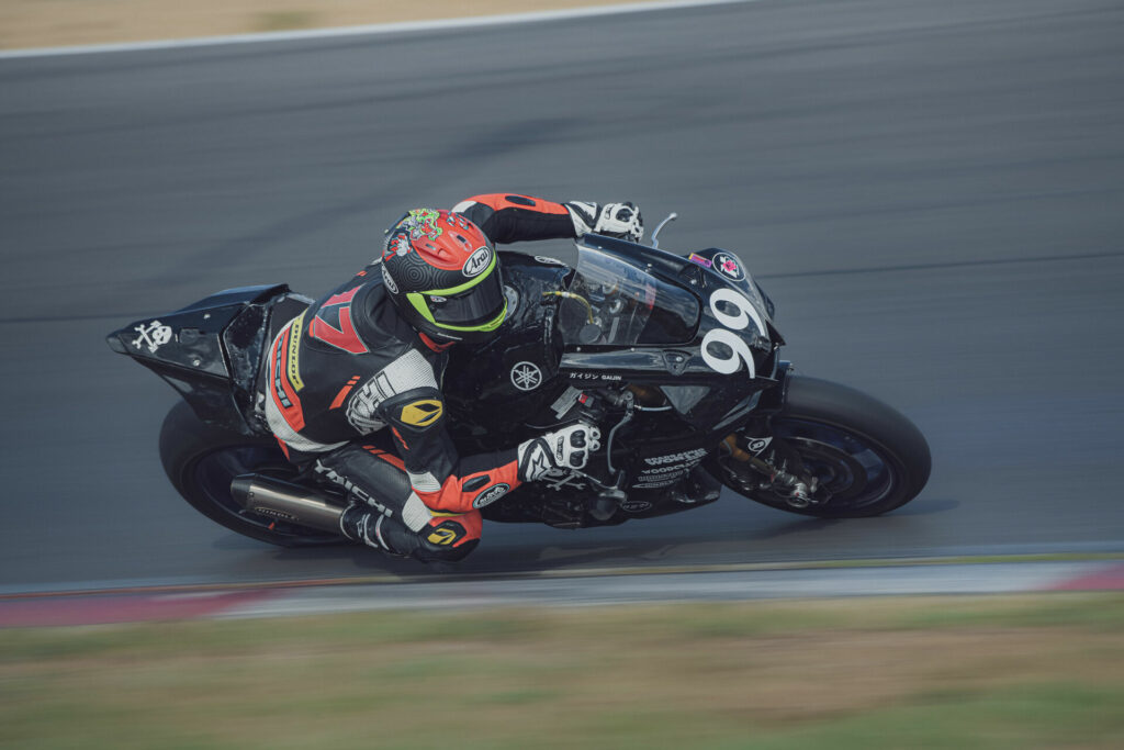 Hunter Dunham (99) on the Army of Darkness Yamaha. Photo by Noiseless Productions courtesy N2 Racing.