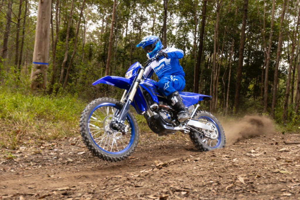 A 2024 Yamaha WR450F at speed. Photo courtesy Yamaha.