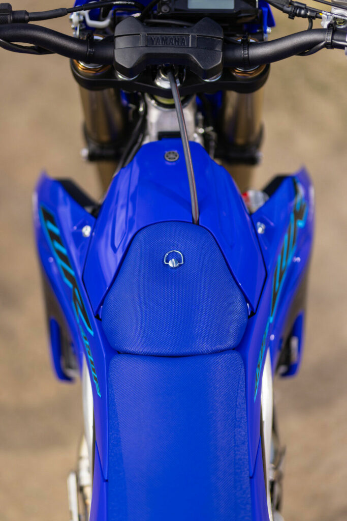 The 2024 Yamaha WR450F comes with slimmer bodywork and updated ergonomics. Photo courtesy Yamaha.
