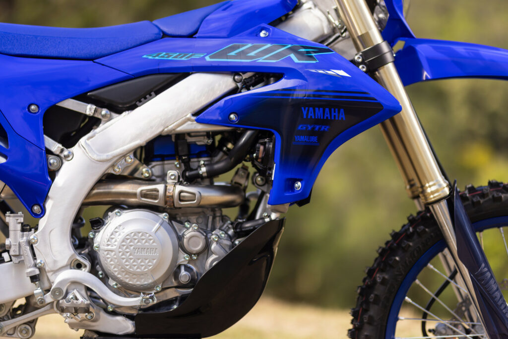The 2024 Yamaha WR450F comes with slimmer bodywork and updated ergonomics. Photo courtesy Yamaha.