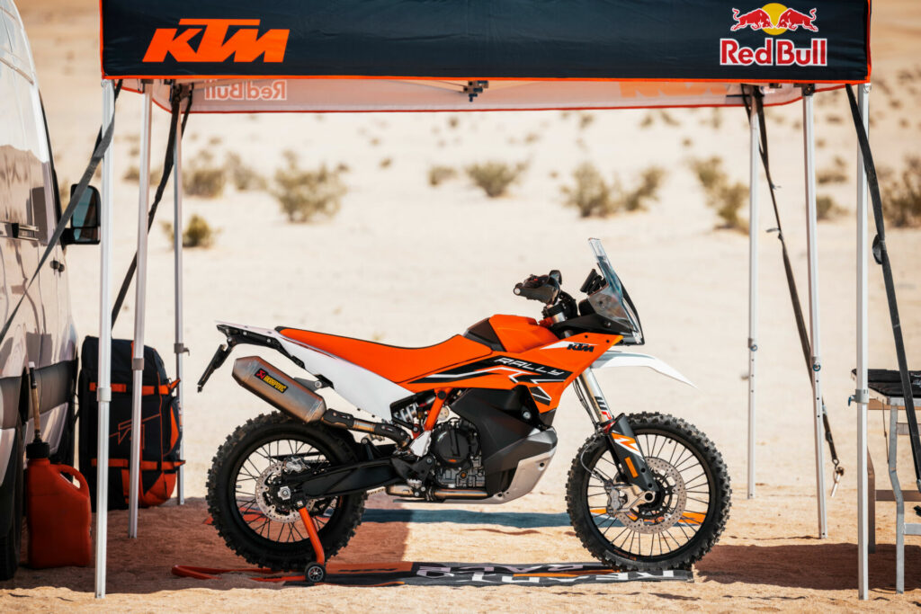 A 2024-model KTM 890 Adventure R Rally at rest. Photo by Chris Tedesco, courtesy KTM.