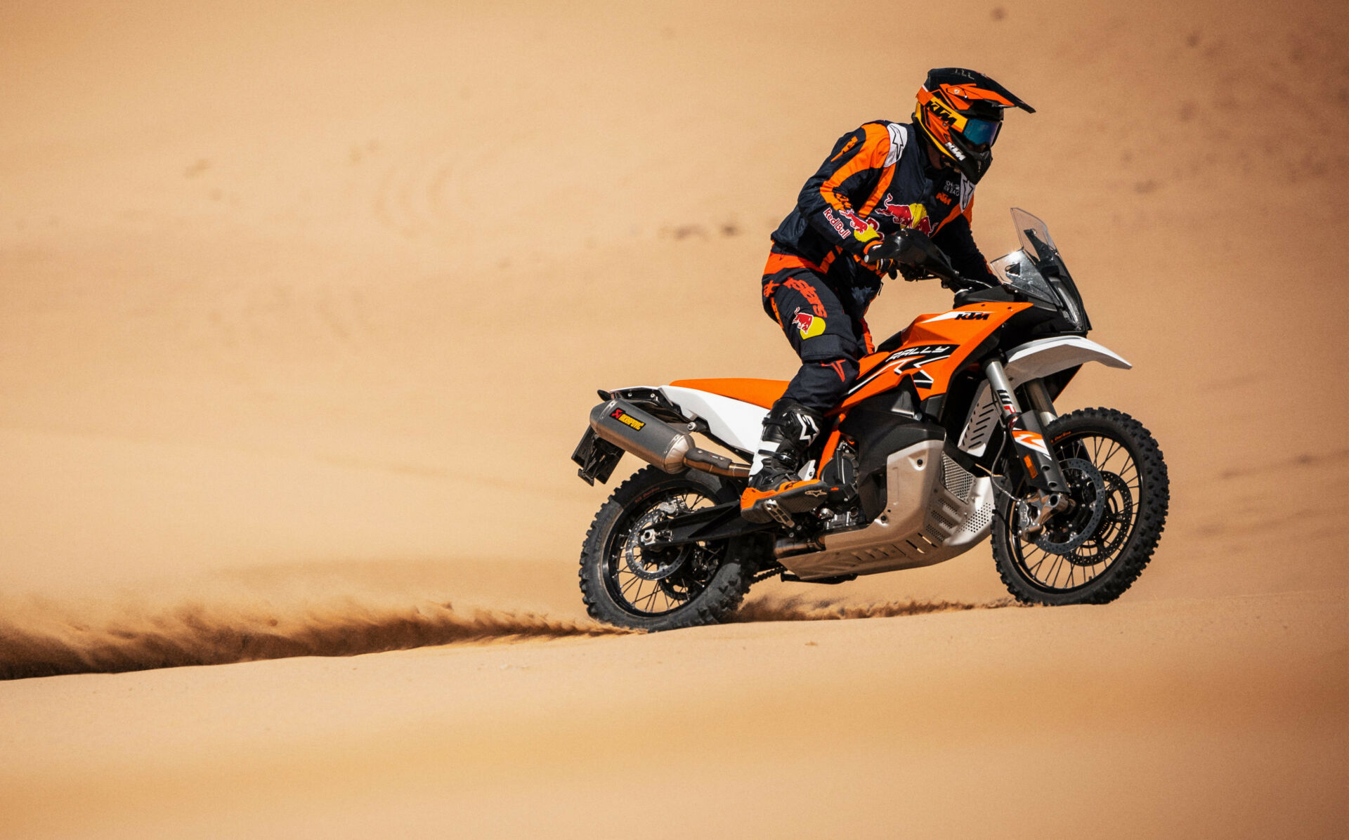 A 2024-model KTM 890 Adventure R Rally at speed. Photo by Markus Berger, courtesy KTM.