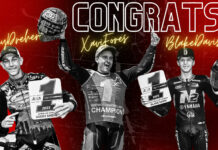 2023 MotoAmerica Champions (from left): Junior Cup Champion Avery Dreher, Supersport Champion Xavi Fores, and Twins Cup Champion Blake Davis. Image courtesy KYT Americas.