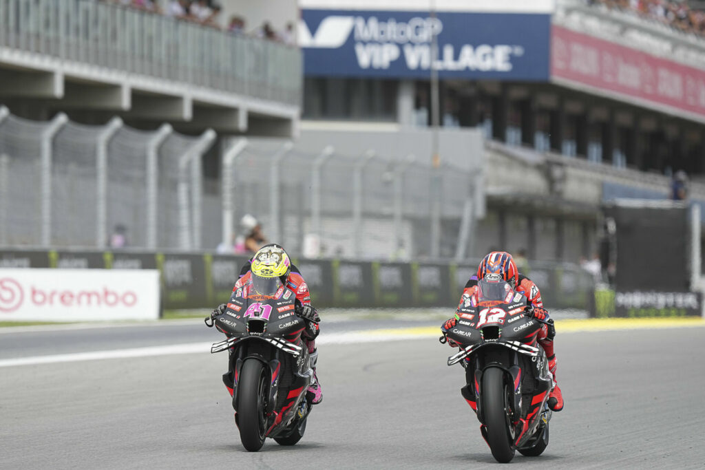 Aleix Espargaro (41) and Maverick Vinales (12). Photo courtesy Dorna.