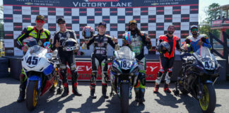 (From left) Off The Couch Racing's Mark Heckles and Ricky O'Hare, Birch Racing's Joe LiMandri Jr. and DJ Birch, and Nice Guys Racing's Nikolay Zakharyan and Munis Saiyed. Photo courtesy ASRA.