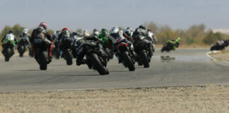 The start of a Supersport Middleweight race during the 2022-2023 CVMA Winter Series. Photo by CaliPhotography, courtesy CVMA.