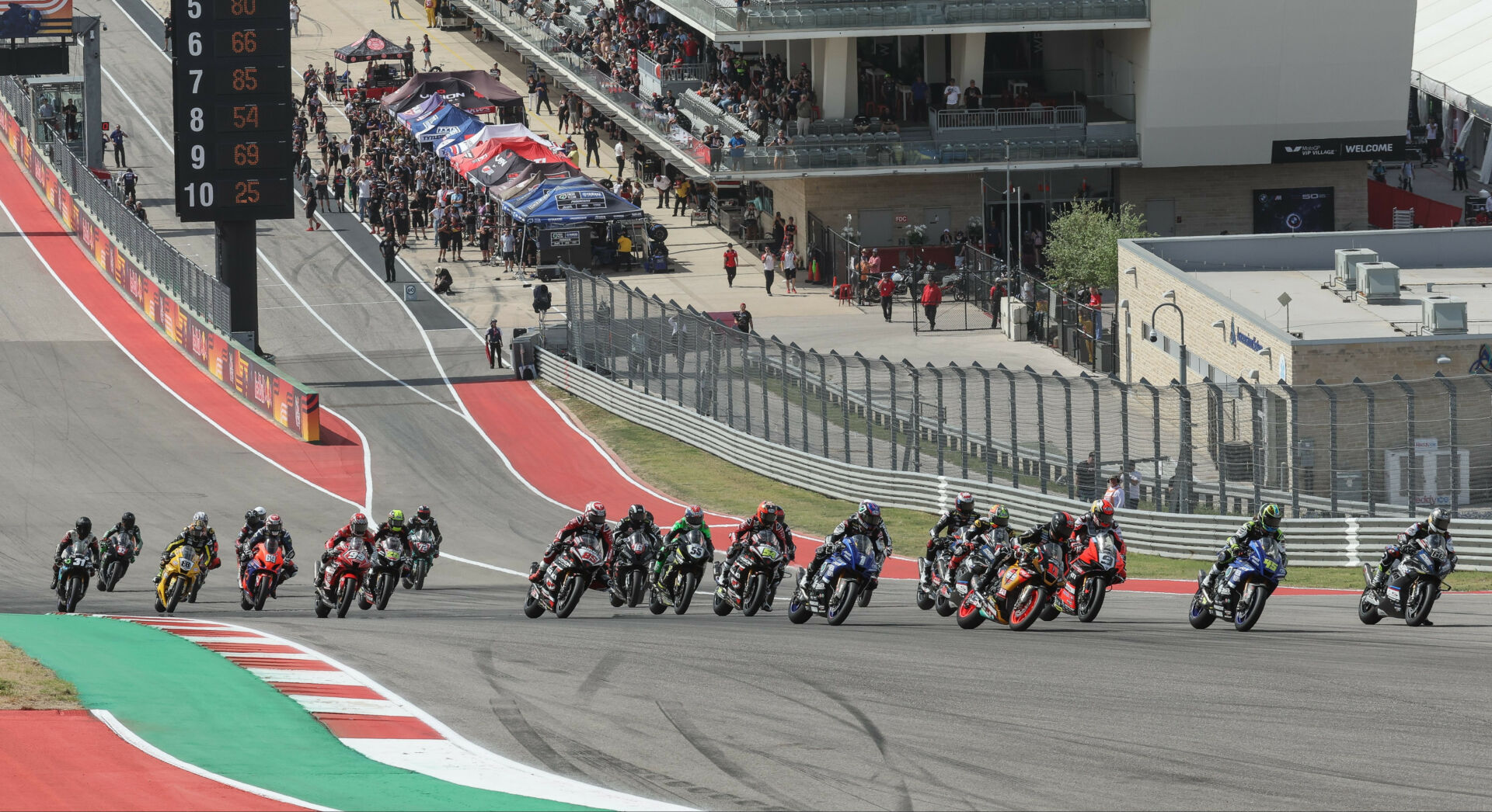The start of a MotoAmerica Superbike race at COTA in 2022. Photo by Brian J. Nelson.