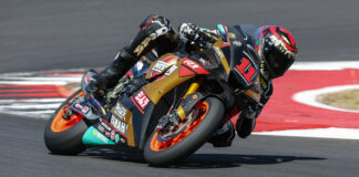 Mathew Scholtz (11) on his Westby Racing Yamaha YZF-R1 Superbike. Photo by Brian J. Nelson, courtesy Westby Racing.