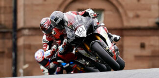 Glenn Irwin (2) leading Race One at Oulton Park. Photo courtesy MSVR.