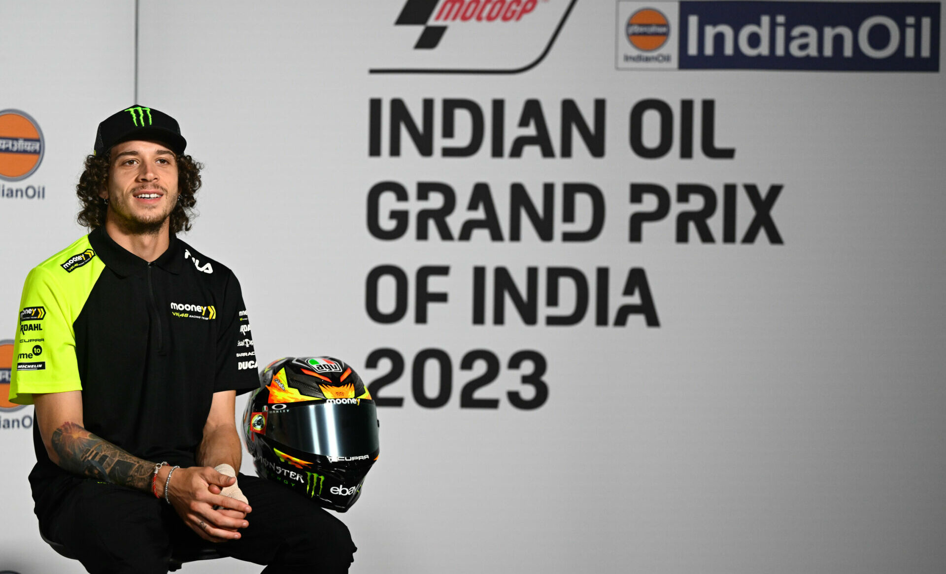 Marco Bezzecchi at the pre-race press conference in India. Photo courtesy Dorna.