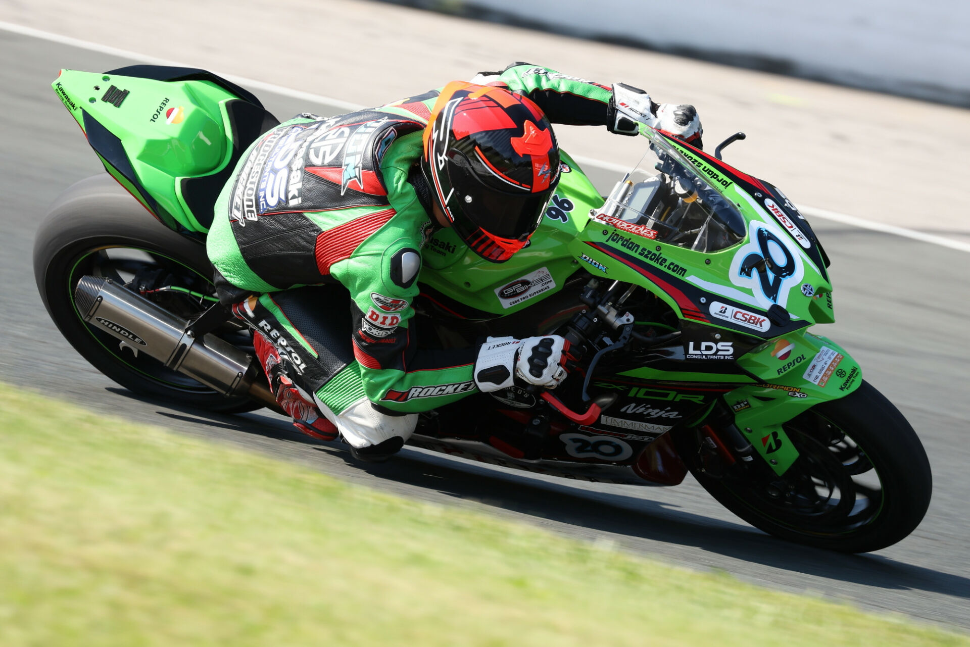 2022 Pro Sport Bike champ Trevor Dion (20) is making an appearance in the class for the first time this season. The Kawasaki rider will be pulling double-duty at the Shannonville finale, also competing in the Superbike class. Photo by Rob O'Brien, courtesy CSBK.